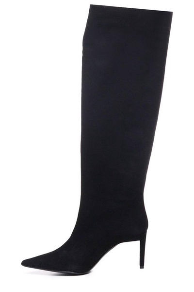 Black Pointed Boots with Metal Embellishment