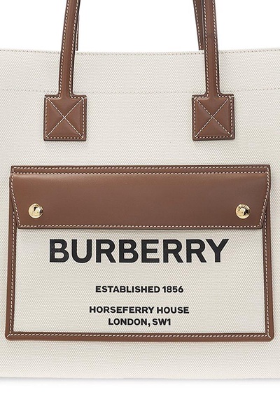 Burberry Logo Printed Medium Tote Bag