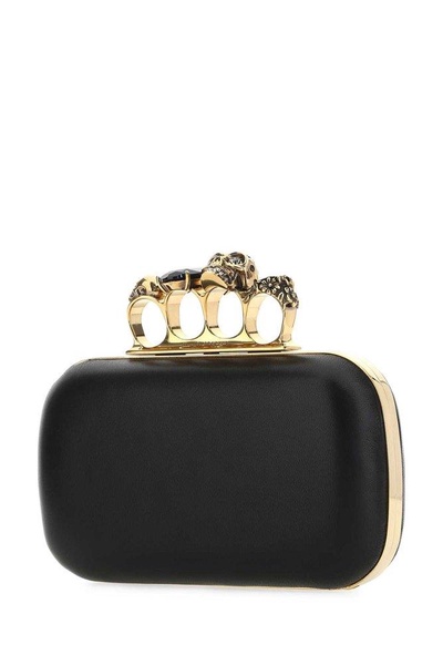 ALEXANDER MCQUEEN Mini Four Ring Leather Skull Clutch