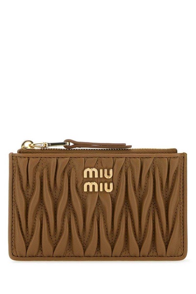 Miu Miu Woman Biscuit Leather Card Holder