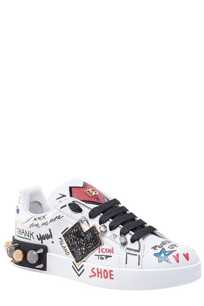 Dolce & Gabbana Portofino Studded Lace-Up Sneakers