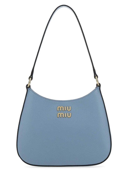 Miu Miu Logo Plaque Zipped Hobo Shoulder Bag