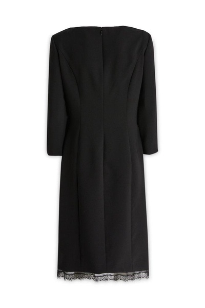 Alberta Ferretti Lace-Trim Round-Neck Dress