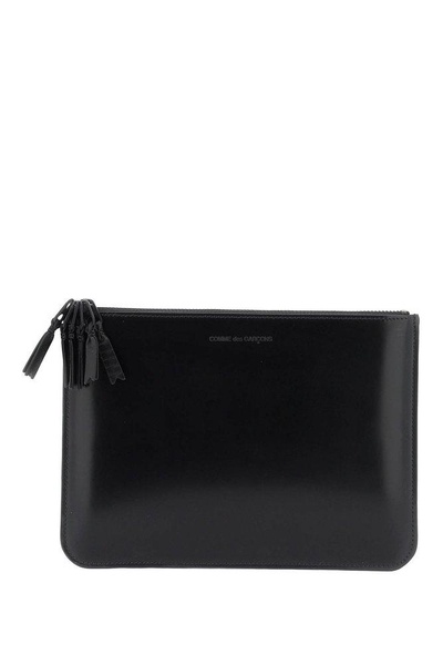 Comme Des Garcons Wallet Brushed Leather Multi Zip Pouch With