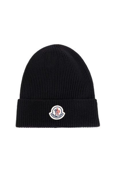 Moncler Logo Patch Ribbed Beanie