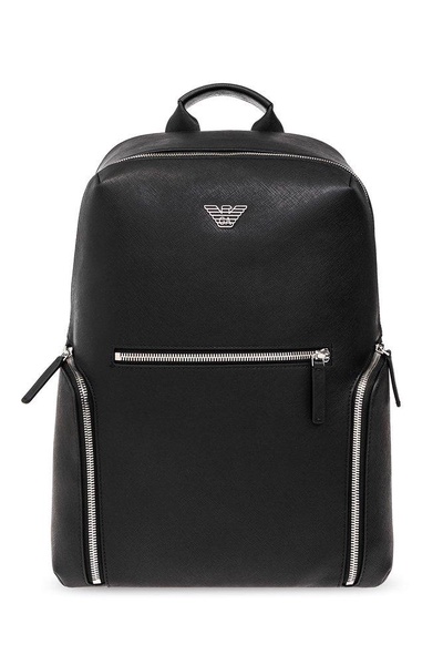 Emporio Armani Logo Plaque Zipped Backpack