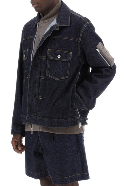 Sacai Layered Effect Buttoned Denim Jacket