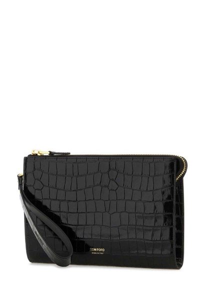 Tom Ford Embossed Zipped Clutch Bag