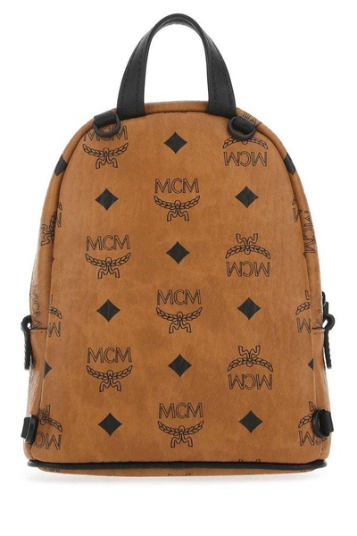 MCM Stark Monogram Print Zipped Backpack