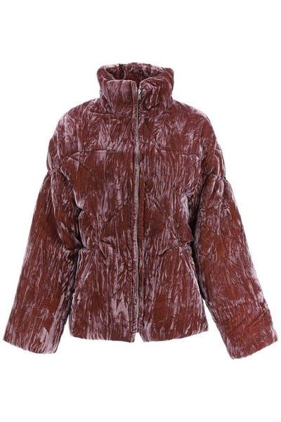 Collina Strada Star Crushed-Velvet Zipped Puffer Jacket