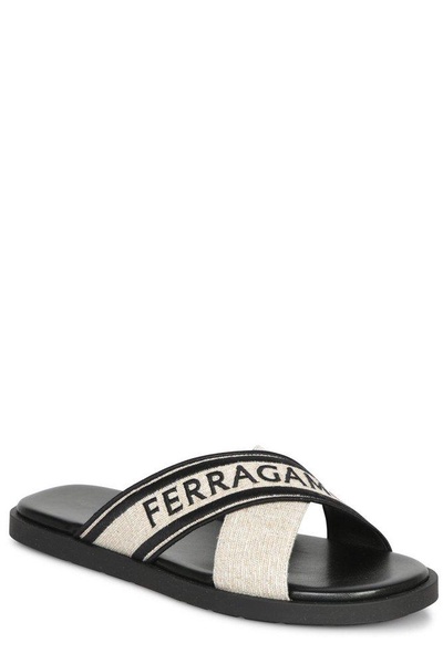 Ferragamo Crossover-Strap Slip-On Sandals