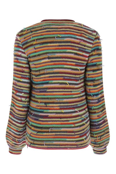 Chloé Rainbow-Striped Frayed Detailed Crewneck Sweater