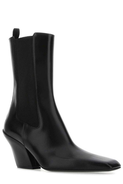 Prada Pointed Toe Slip-On Ankle Boots