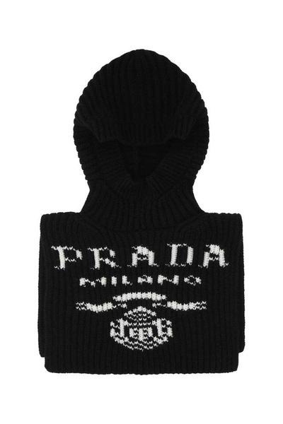 Prada Logo Intarsia Knit Balaclava