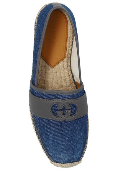 Gucci Cut-Out Logo Denim Espadrillas