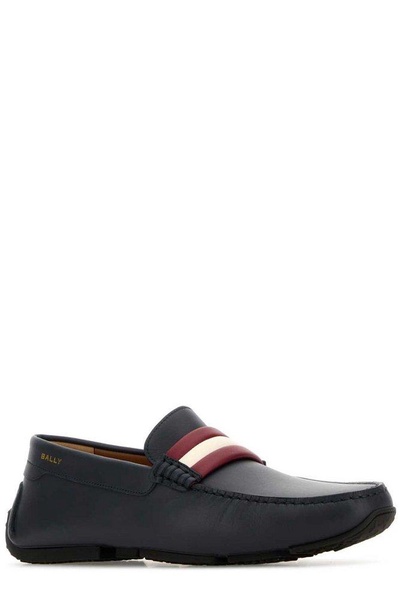 Bally Logo Printed Striped Slip-On Loafers