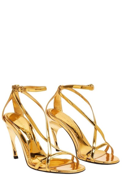 Alexander McQueen Armadillo Metallic Ankle Strap Sandals