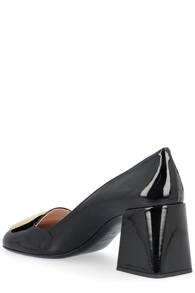 Miu Miu Logo-Buckle Square Toe Pumps