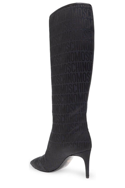 Moschino Allover Logo Printed High-Knee Boots