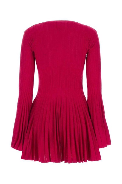 Blumarine Keyhole Pleated Knitted Mini Dress