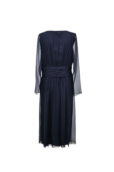 Alberta Ferretti V-Neck Midi Chiffon Dress