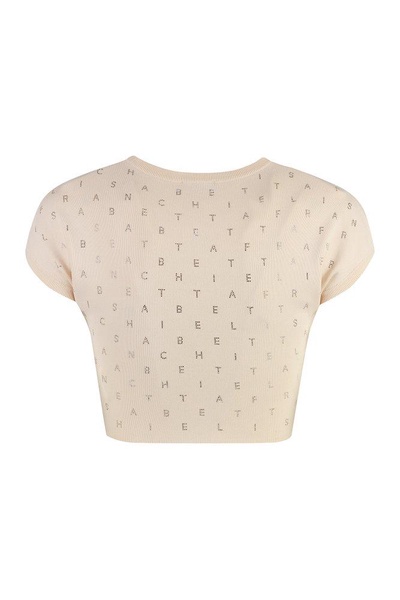 Elisabetta Franchi Logo Lettering Embellished Cropped Top