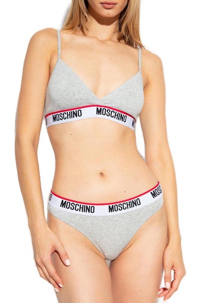 Moschino Logo-Tape V-Neck Triangle Bra