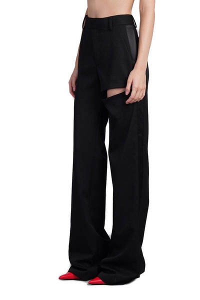 Area Asymmetric Slit Mid-Rise Trousers