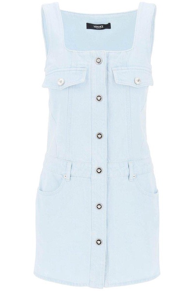 VERSACE Stylish Light Blue Mini Denim Dress for Women - SS24 Collection