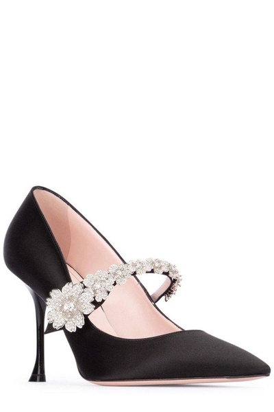 Roger Vivier Bouquet Flower Babies Embellished Satin Pumps