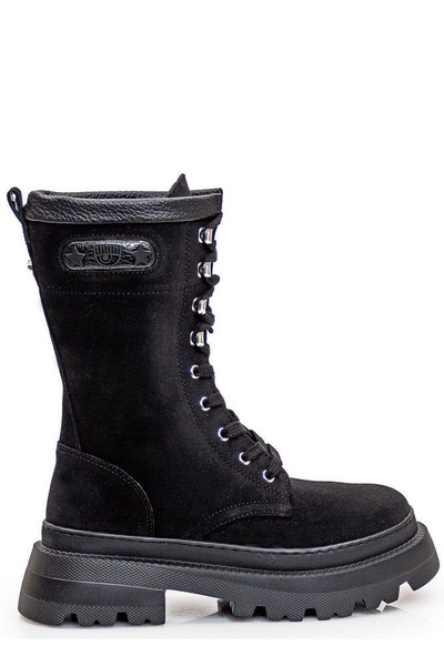 Chiara Ferragni Round-Toe Lace-Up Boots