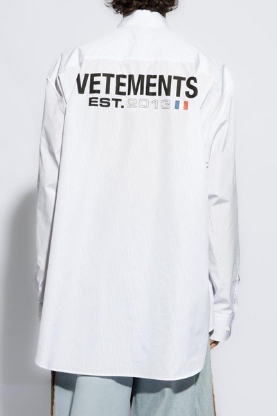 Vetements Logo Detailed Striped Oversize Shirt