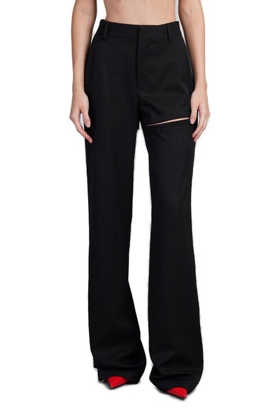 Area Asymmetric Slit Mid-Rise Trousers