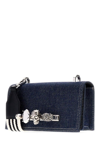 Alexander McQueen Charm Embellished Denim Messenger Bag