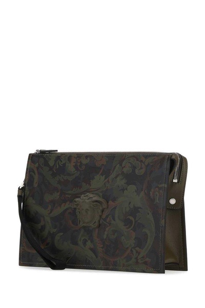 Versace Medusa Printed Zipped Clutch Bag