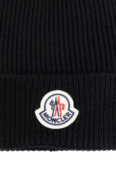 Moncler Logo Patch Ribbed Beanie