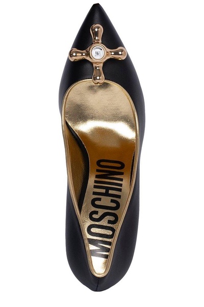 Moschino Tap-Detailed Pointed Toe Pumps