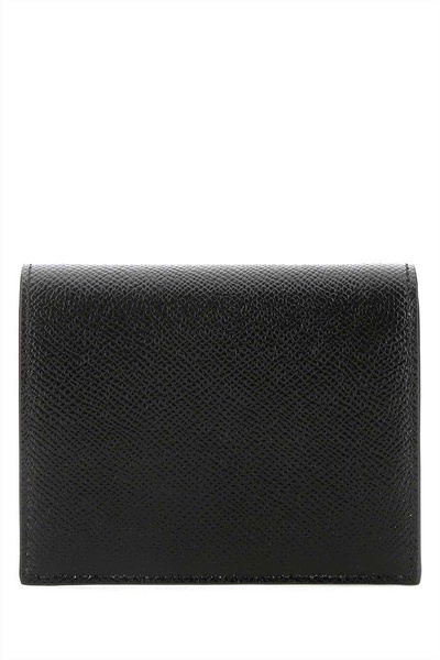 'Gancini' Black Bifold Wallet in Grained Leather Woman