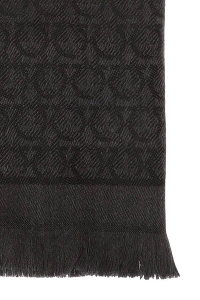 Ferragamo Gancini Patterned Fringed Edge Scarf