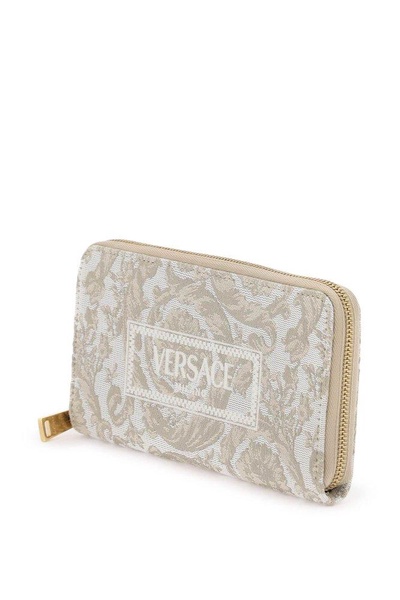 Versace Logo-Embroidered Zip-Up Wallet