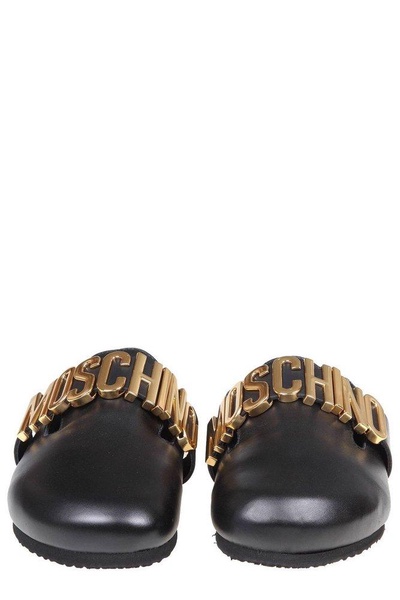 Moschino Logo Plaque Slip-On Slippers