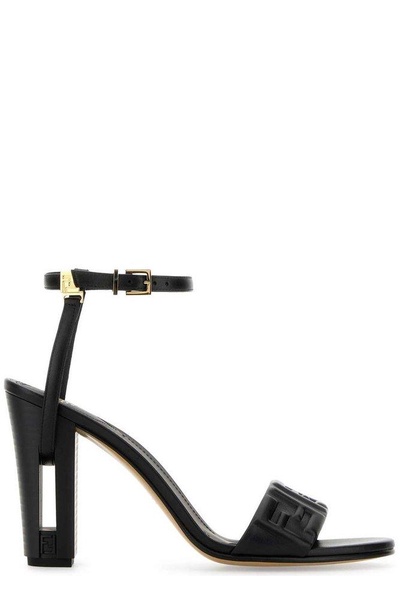 Fendi Dolphin Logo Embossed Ankle Strap Sandals