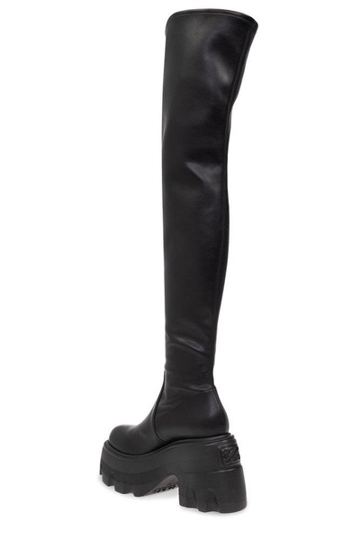 Casadei Round-Toe Thigh-High Platform Boots