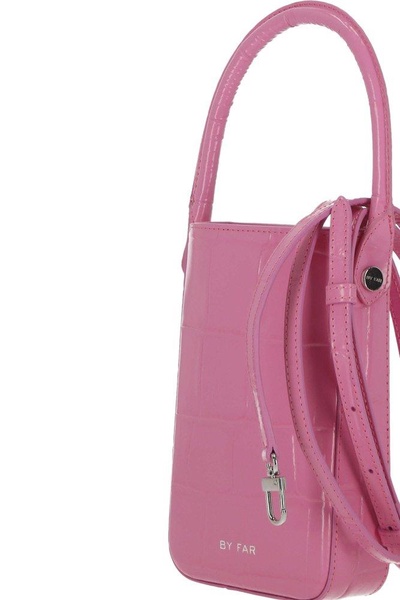 By Far Note Lipstick Croc-Embossed Tote Bag