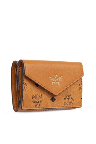 MCM Logo Embossed Foldover Wallet