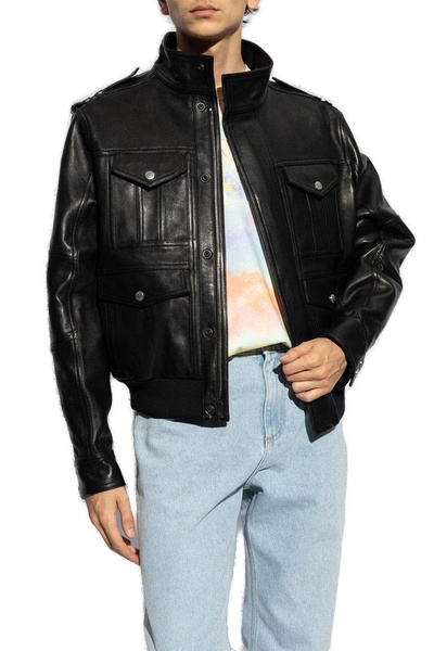 Balmain High-Neck Leather Jacket