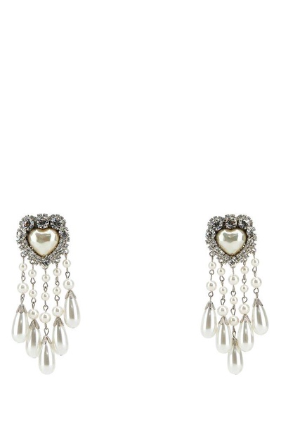 Alessandra Rich Heart-Shape Embellished Earrings