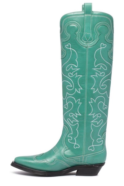 Ganni Jacquard Detail Western Boots