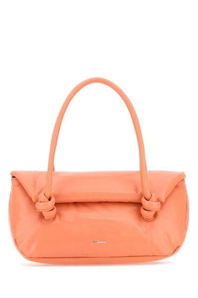 Peach pink leather small Knot Handle handbag