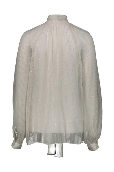 Rochas Bow Detailed Lurex Striped Shirt